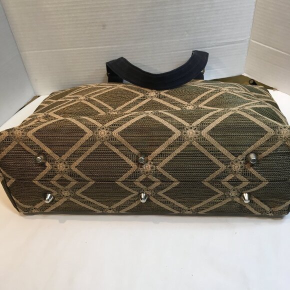 XL brown\gold zip top bag 12t x 18 laptop files and overnight bag textured fabic - Picture 3 of 4